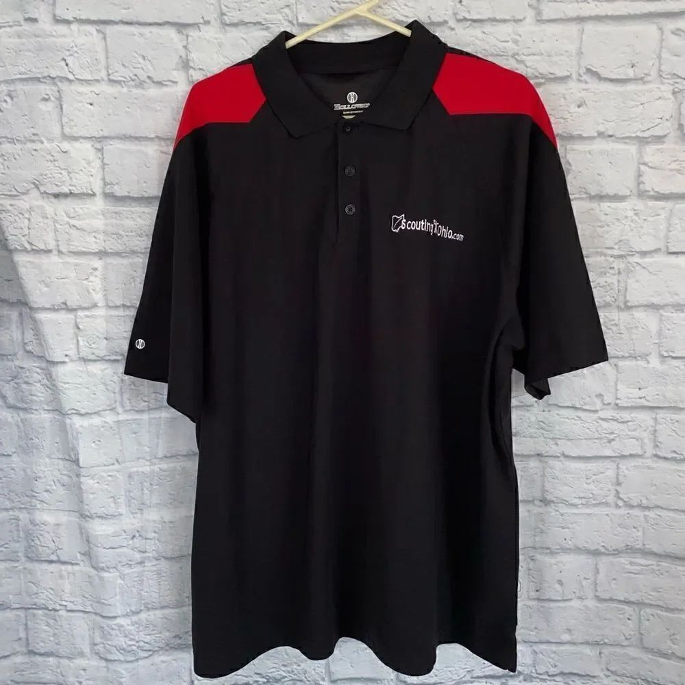 Holloway textured short sleeve 3 button polo red & black sz 2XL